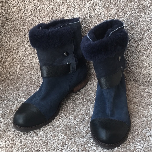 Matt Bernson Women’s Navy Blue Tundra Shearling Lined Moto Mid Boot size 8.5 - Picture 16 of 16